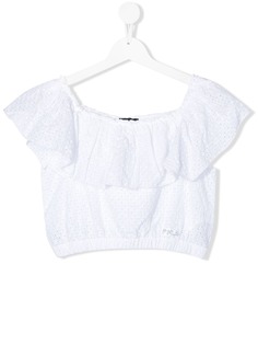 Monnalisa укороченная блузка с вышивкой и открытыми плечами