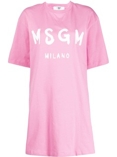 MSGM платье-рубашка свободного кроя с логотипом