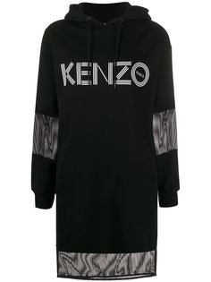 Kenzo платье-толстовка с капюшоном и сетчатыми вставками