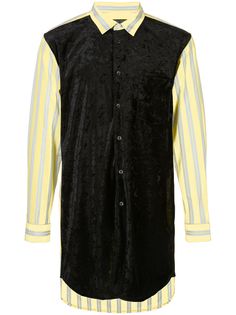Comme Des Garçons Homme Plus полосатая рубашка с бархатной вставкой