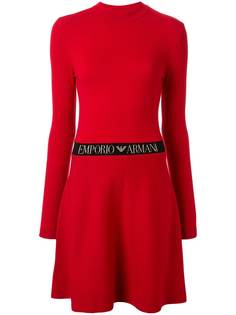 Emporio Armani расклешенное платье с логотипом