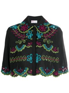 RedValentino рубашка с короткими рукавами и цветочной вышивкой
