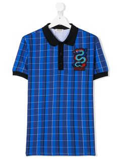 Kenzo Kids клетчатая рубашка-поло с короткими рукавами