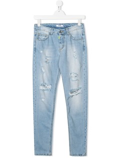 Msgm Kids джинсы кроя слим с эффектом потертости