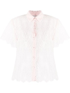 Blumarine полупрозрачная рубашка с короткими рукавами и вышивкой