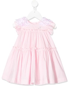 Monnalisa ярусное платье с цветочной аппликацией