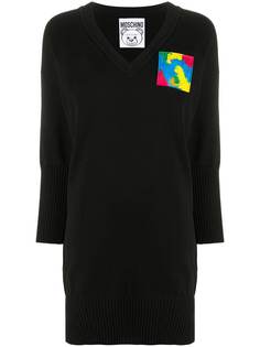 Moschino платье-джемпер с нашивкой