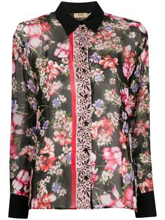 LIU JO прозрачная рубашка с цветочным принтом