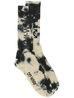 Off-White носки в рубчик с принтом тай-дай