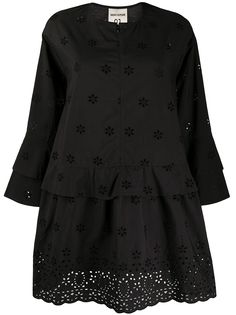 Semicouture платье-трапеция с английской вышивкой