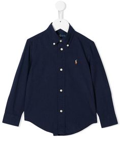 Ralph Lauren Kids рубашка с вышитым логотипом и закругленным подолом