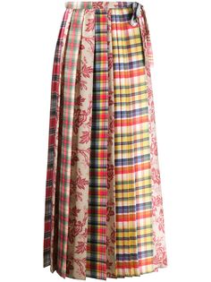 Pierre-Louis Mascia Rosa mixed-print pleated skirt