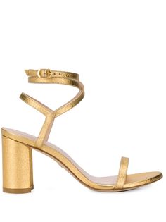 Stuart Weitzman босоножки на блочном каблуке с эффектом металлик