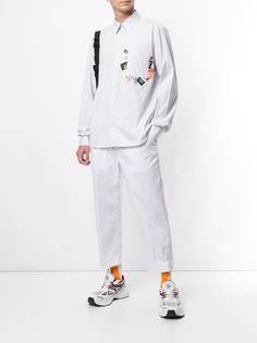 MSGM полосатая рубашка с нашивками