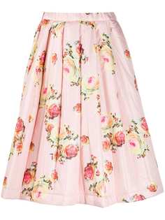 Comme Des Garçons стеганая юбка А-силуэта с цветочным принтом