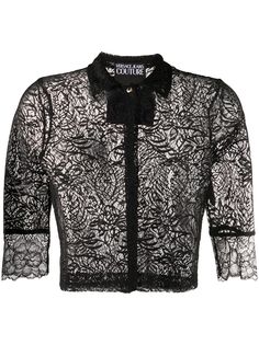 Versace Jeans Couture укороченная кружевная футболка