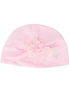 Monnalisa шапка с цветочным декором и логотипом