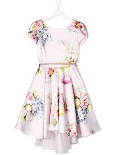 Monnalisa платье с короткими рукавами и цветочным принтом