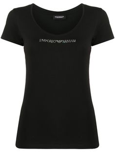 Emporio Armani футболка с логотипом из стразов