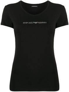 Emporio Armani футболка с логотипом из стразов