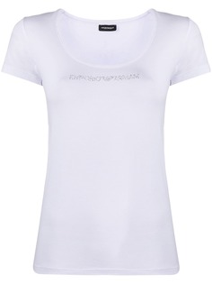 Emporio Armani футболка с логотипом из стразов
