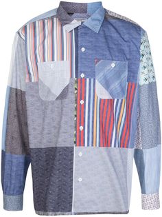 Engineered Garments рубашка в технике пэчворк с контрастным принтом