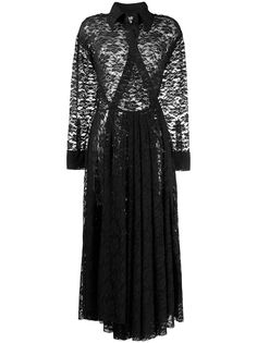 Norma Kamali расклешенное кружевное платье-рубашка