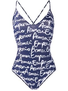 Emporio Armani купальник с перекрестными бретелями и логотипом