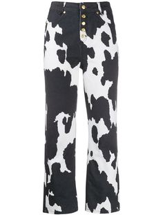 House of Sunny cow print cropped jeans