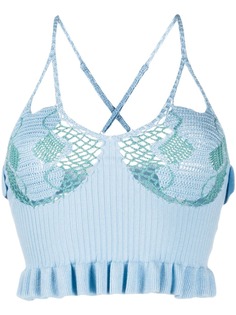 House of Sunny net panel cropped top