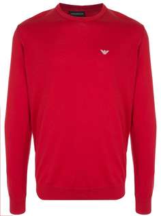 Emporio Armani embroidered logo crew neck jumper