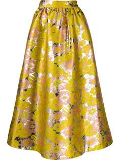MSGM юбка с цветочным принтом и эффектом металлик
