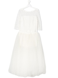 Monnalisa платье с кружевной вышивкой