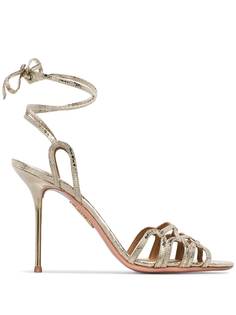 Aquazzura босоножки с тиснением под кожу змеи и эффектом металлик