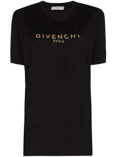 Givenchy футболка с перфорацией и логотипом