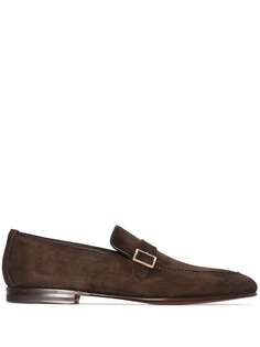 Santoni single strap suede loafers