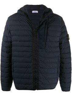 Stone Island пуховик на молнии с нашивкой-логотипом