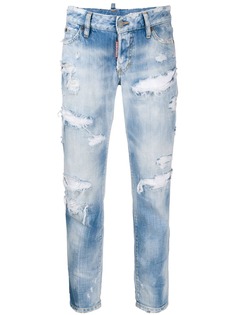 Dsquared2 укороченные джинсы с эффектом потертости
