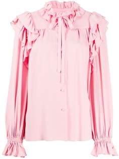 MSGM жаккардовая блузка с оборками