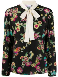 RedValentino блузка с бантом и цветочным принтом