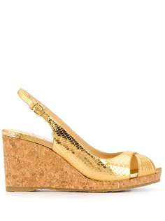 Jimmy Choo босоножки Amely 80 на танкетке с эффектом металлик