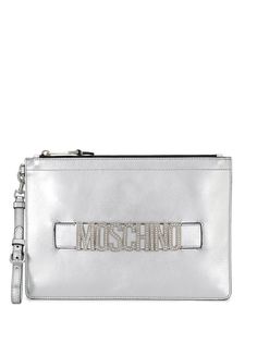 Moschino клатч с кристаллами и логотипом