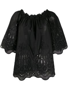 Alberta Ferretti топ с английской вышивкой
