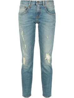 R13 джинсы кроя слим с заниженной талией и эффектом потертости