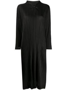 Pleats Please Issey Miyake плиссированное платье миди с воротником-стойкой