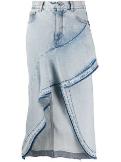 Off-White джинсовая юбка асимметричного кроя с оборками