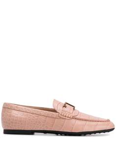 Tods лоферы с тиснением под кожу крокодила и металлическим логотипом Tod`S