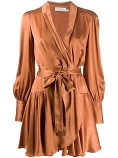 Zimmermann атласное платье Eight с запахом
