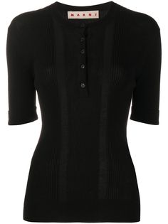 Marni трикотажный топ в рубчик с укороченными рукавами