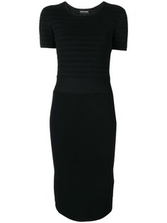 Emporio Armani трикотажное приталенное платье в рубчик